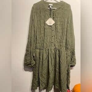 Ava & Viv Women’s Bishop Long Sleeve Button up Smocked Mini Dress Size 2X NWT